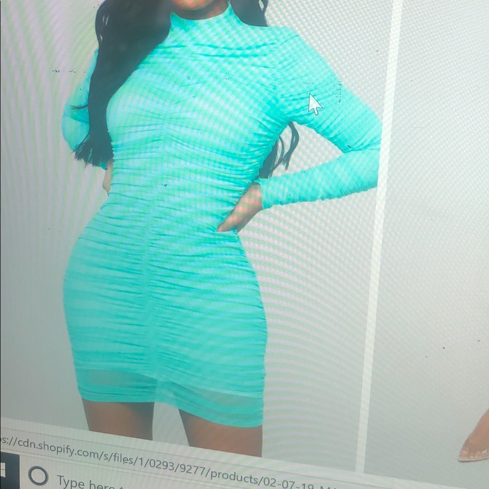 Fashion nova teal ruched dress